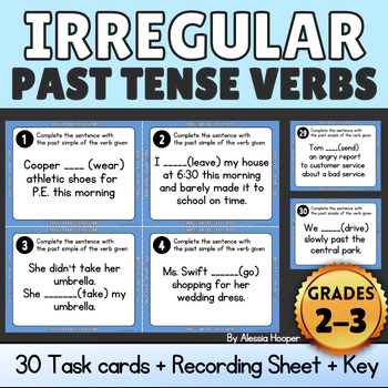 Preview of Irregular Past Tense Verbs Vocabulary Task Cards for 2nd-3rd grade