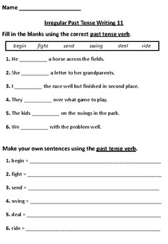 Irregular Past Tense Verbs (Worksheet Pack 11) by SiDash Teaching