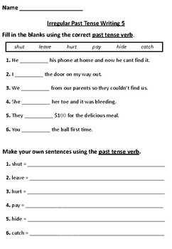 Irregular Past Tense Verbs (Worksheet Pack 5) by SiDash Teaching