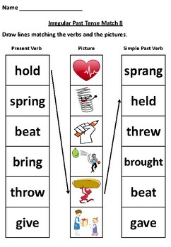 irregular past tense verbs worksheet pack 8 by sidash