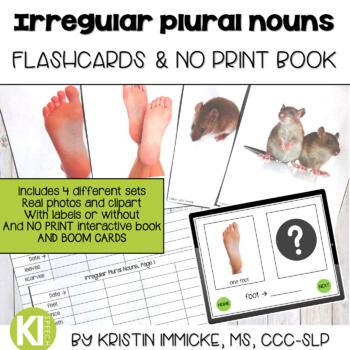 Preview of Irregular Plural Noun Flashcards & No Print Interactive Book