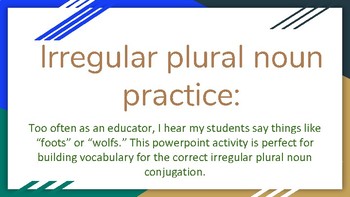 Preview of Irregular Plural Noun Interactive Whiteboard Activity