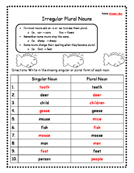 Irregular Nouns Worksheets Skill Practice Irregular Plural Nouns Activities