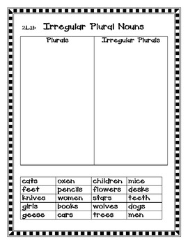 Irregular Plural Nouns: 2nd Grade Common Core by Heather Ramsey | TpT