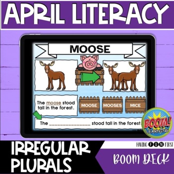 Preview of Irregular Plural Nouns Activities  Spring Literacy Centers Spring Boom Cards