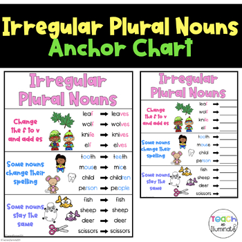 Preview of Irregular Plural Nouns Anchor Chart