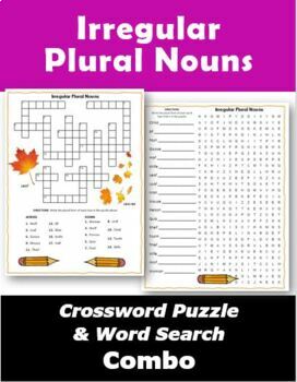 Preview of Irregular Plural Nouns Crossword Puzzle and Word Search Combo