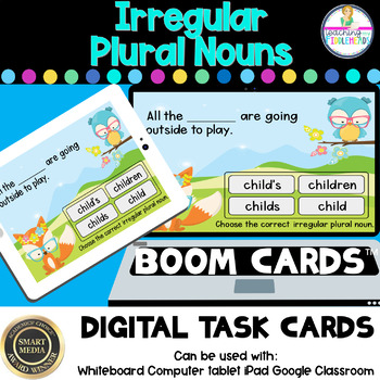 Preview of Irregular Plural Nouns Digital BOOM CARDS Distance Learning