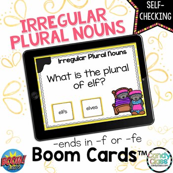 Preview of Irregular Plural Nouns Ends in -F  2nd Grade ELA Grammar Practice Boom Cards