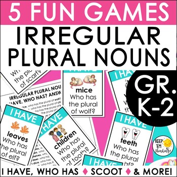 Preview of Irregular Plural Nouns Games Grammar - I Have Who Has & More Activities