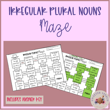 Preview of Irregular Plural Nouns Maze