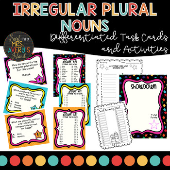 Preview of Irregular Plural Nouns Task Cards and Activities