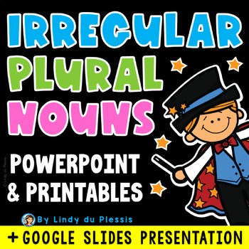 Preview of Irregular Plural Nouns PowerPoint, Worksheets, Posters, & More (+ Google Slides)