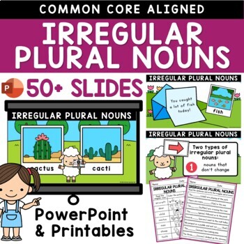 Preview of Irregular Plural Nouns PowerPoint and Worksheets | Parts of Speech Review