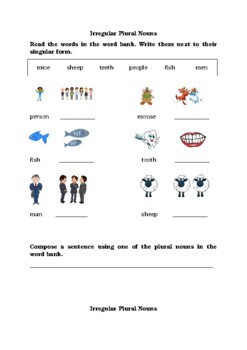 Preview of Irregular Plural Nouns Tasks (Differentiated)