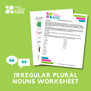 Irregular Plural Nouns Worksheets by Speech and Language Kids | TpT