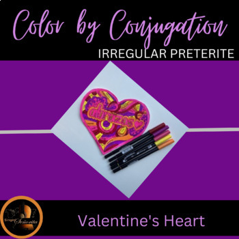 Preview of Irregular Preterite Color By Conjugation Valentine's Heart
