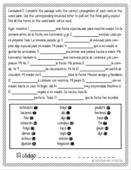 Preterite Tense Regular and Irregular Verbs Spanish Escape Room