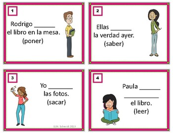 spanish preterite irregular quiso puso task cards pretrito subject