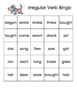Preview of Irregular Verb Bingo
