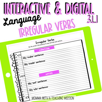 Preview of Irregular Verb Distance Learning Task Slides Google Drive Classroom