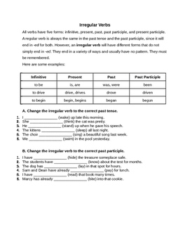 Irregular Verb Practice by Ellen Teacher's Workshop | TPT