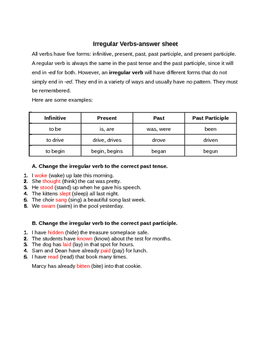 Irregular Verb Practice by Ellen Teacher's Workshop | TpT