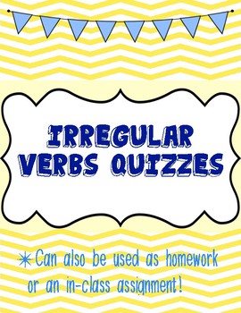 Preview of French Irregular Verb Quizzes