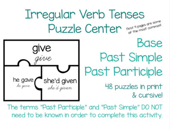 Preview of Irregular Verb Tenses Puzzle- 48 Words for Reading Centers