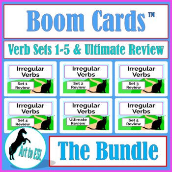 Preview of Irregular Verbs BOOM CARDS™ BUNDLE Set 1-5 & Ultimate Review