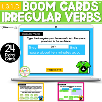 Preview of Irregular Verbs Boom Cards | Irregular Past Tense Verbs Digital Task Cards