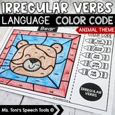 Irregular Verbs Color Code Animal Theme Worksheets | Speec