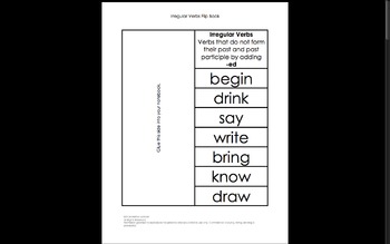 Preview of Irregular Verbs Interactive Notebook Activities