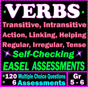 Preview of Irregular Verbs. Linking & Action Verbs. Self-Checking EASEL. 5th-6th Grade ELA