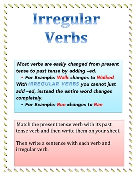 Irregular Verbs Match by BilingualBri | Teachers Pay Teachers