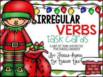 Preview of Irregular Verbs Task Cards - Holiday Edition