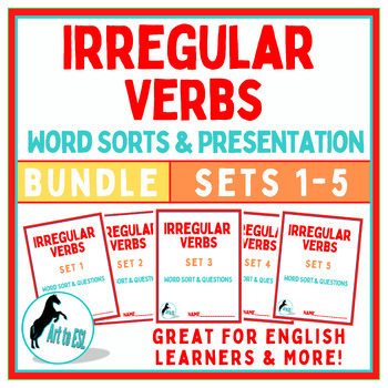 Preview of Irregular Verbs Word Sorts 1-5 Bundle - ELL ESL English - Print & Easel