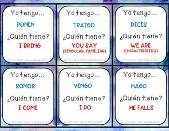 Irregular YO verbs I have who has game Verbos YO irregular yo tengo ...