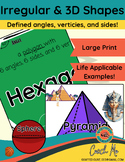 Irregular and 3D shapes anchor charts posters Math Geometry Art