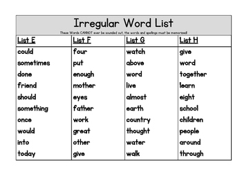 Irregular and Dolch Word Lists and Tracking Page by Mrs Birch Tree