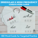 Irregular and High-Frequency Word Practice Cards (Cursive)