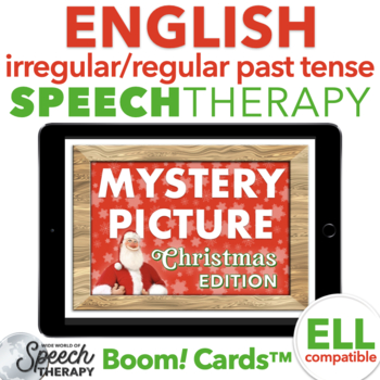 Preview of Irregular and Regular Past Tense Verbs Christmas Mystery Picture Boom Cards™