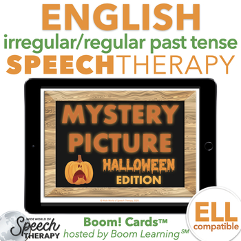 Preview of Irregular and Regular Past Tense Verbs Halloween Mystery Picture Boom Cards™