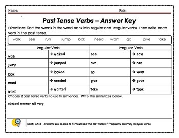 Irregular and Regular Past Tense Verbs Practice (Freebie) | TpT