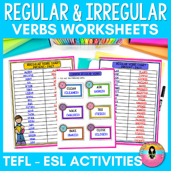 Preview of Regular and Irregular Verbs Vocabulary Word Cards and Writing Activity