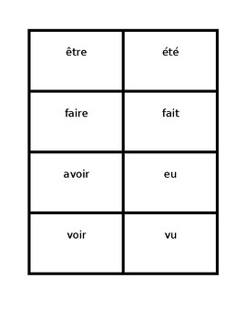 French Irregular Past Participles Card Games by jer520 LLC | TpT