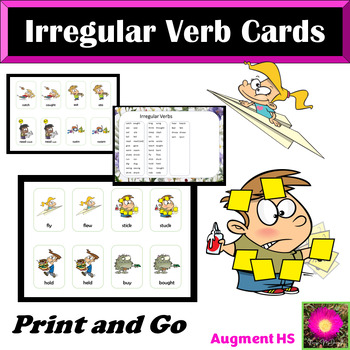 Preview of Irregular past tense verbs printable action picture cards