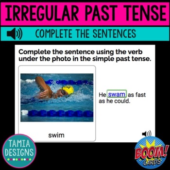 Preview of Irregular past tense verbs with audio Boom Cards online activity