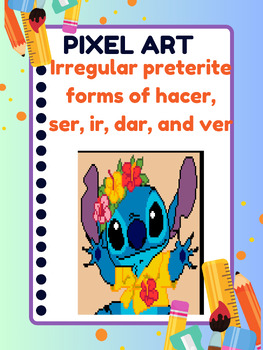 Preview of Irregular preterite forms of hacer, ser, ir, dar, and ver (pixel art)
