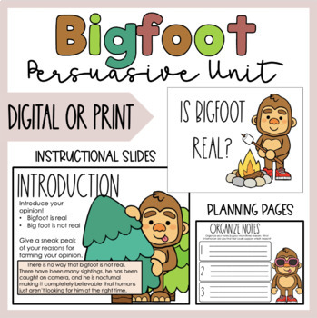 Preview of Is Bigfoot Real? Persuasive Writing Unit | No prep!